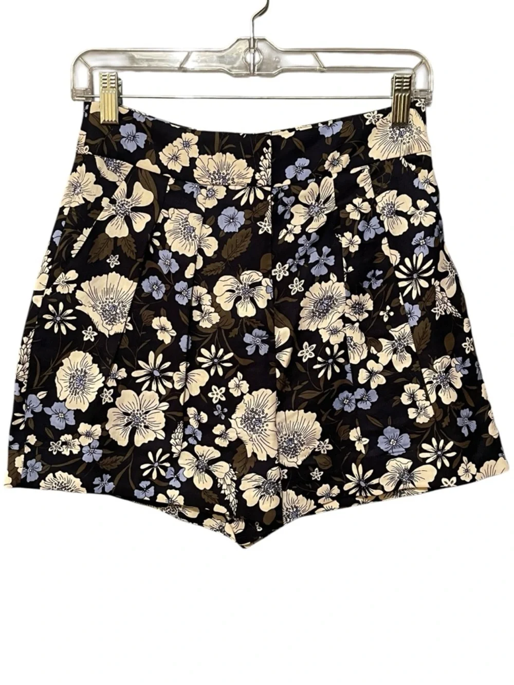 Veronica Beard Babine Navy‎ Floral Pleated Shorts Size 2 NWT $328 Retail